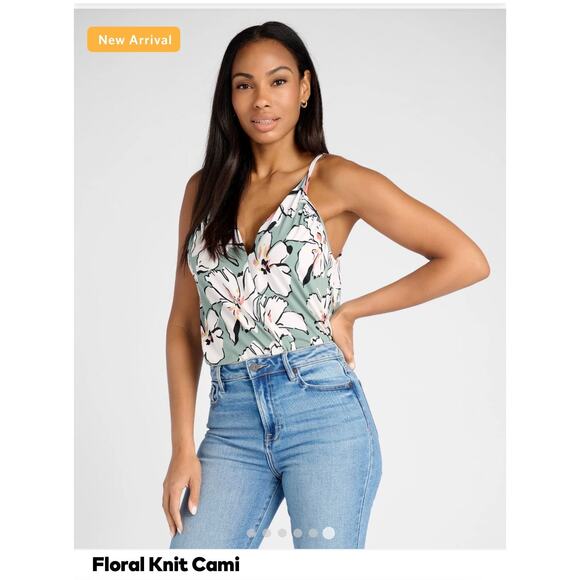 NWT WEST K Floral Knit Cami Wrap Front top in Green Floral - Women's size Medium - Picture 2 of 8